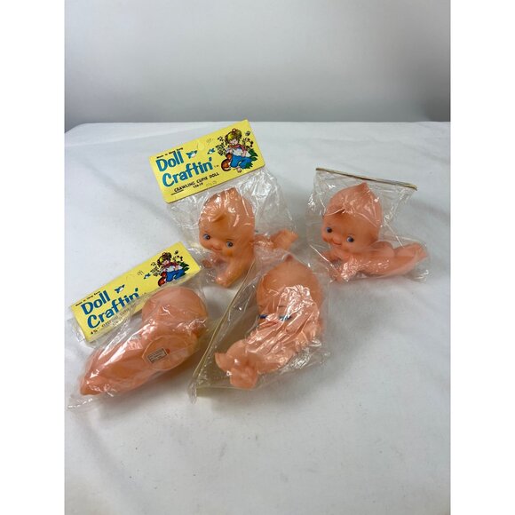 Mangelson's Other - Vintage Doll Craftin Crawling Cupie Doll Set Of 4 Plastic Toys Made In Hong Kong